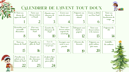 Calendrier de l’Avent tout doux – rituels et affichages 1-2H – fiche et dossier à imprimer et à télécharger – SDMcollective, salle des maîtres en ligne