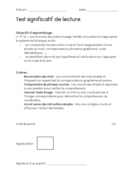 évaluation de lecture (3P) – francais – ressource pédagogique SDMcollective