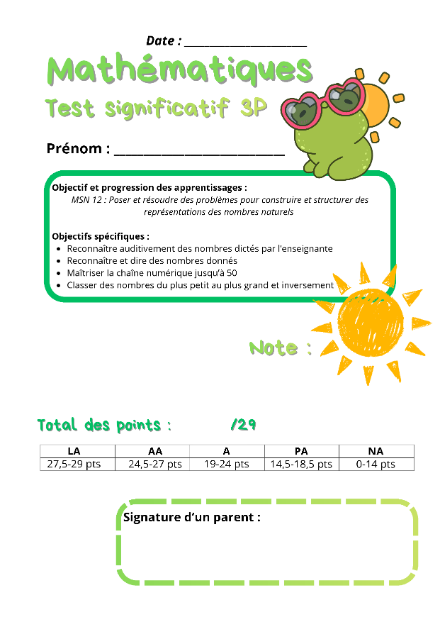 Test significatif – Bande numérique jusqu'à 50 – Maths 3P – mathematiques – ressource pédagogique SDMcollective