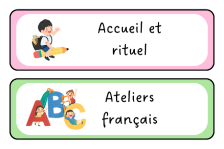 Etiquettes tableau emploi du temps – rituel – ressource pédagogique SDMcollective