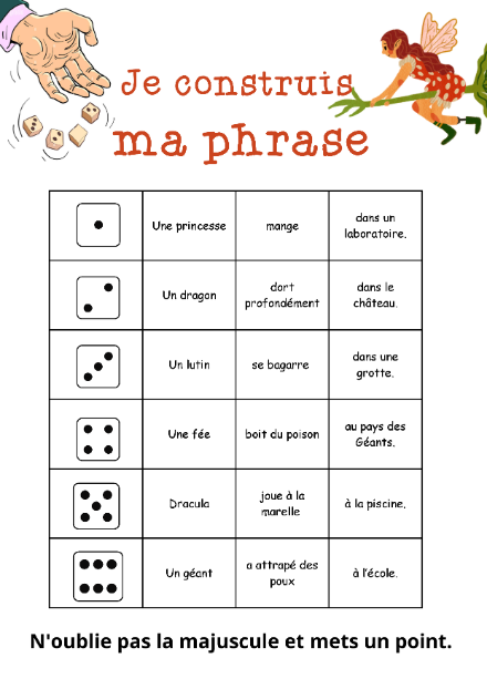 Je construit ma phrase – francais – ressource pédagogique SDMcollective