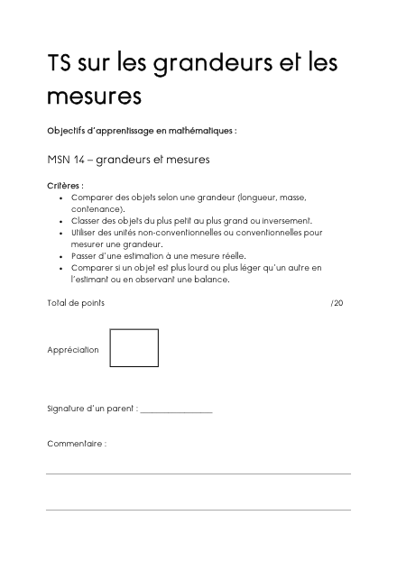 Test significatif – Grandeurs et mesures – mathematiques – ressource pédagogique SDMcollective