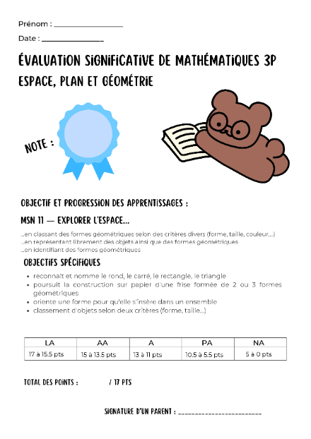 Test significatif – Géométrie (espace, plan) – Maths 3P – mathematiques – ressource pédagogique SDMcollective