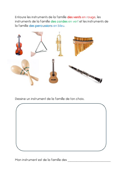 Les familles d’instruments – Fiche – musique – ressource pédagogique SDMcollective