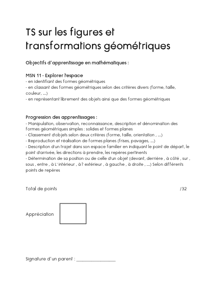 Test significatif – Figures et transformations géométriques – mathematiques – ressource pédagogique SDMcollective