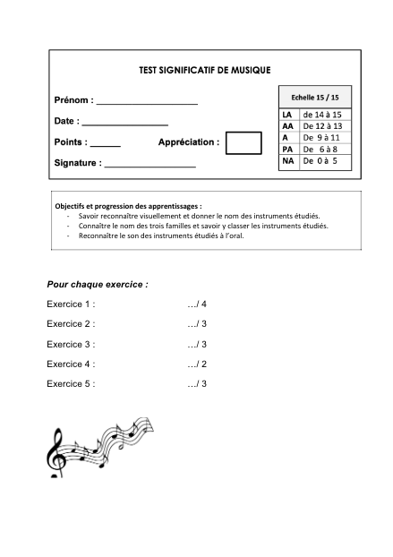 Test significatif sur les familles d'instruments (3P) – musique – ressource pédagogique SDMcollective