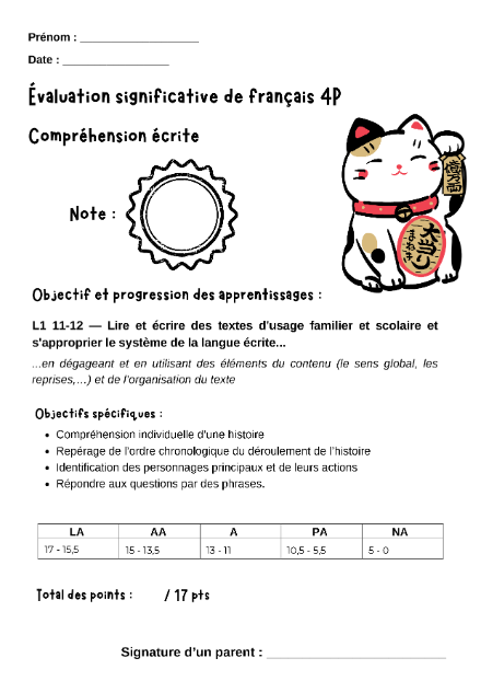 Ts compréhension écrite 4P – francais – ressource pédagogique SDMcollective