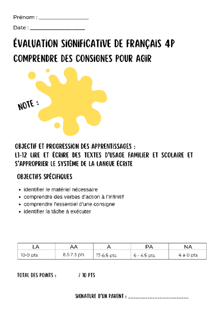 TS français 4P  compréhension des consignes – francais – ressource pédagogique SDMcollective