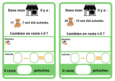 Jeu PB math soustraction illustré – mathematiques – ressource pédagogique SDMcollective