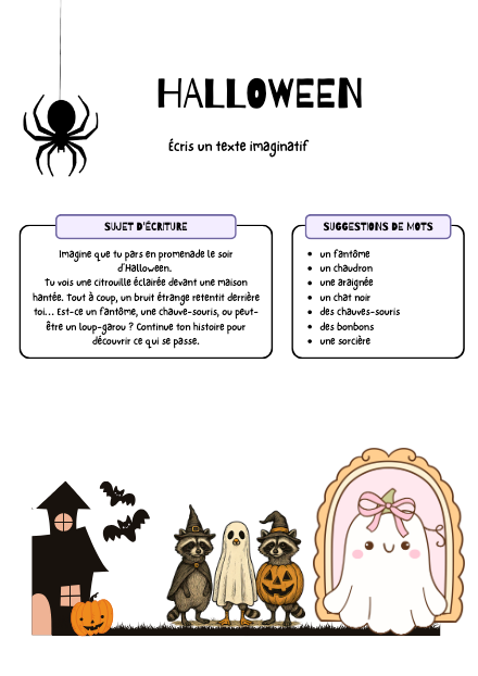 Halloween – Écriture créative – francais – ressource pédagogique SDMcollective