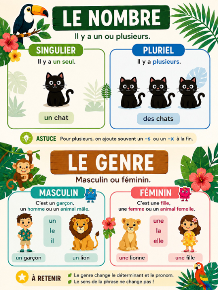 Affiche sur le nombre et le genre – francais – ressource pédagogique SDMcollective