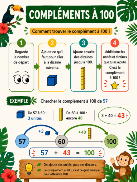 Aide-mémoire compléments à 100 – mathematiques – ressource pédagogique SDMcollective