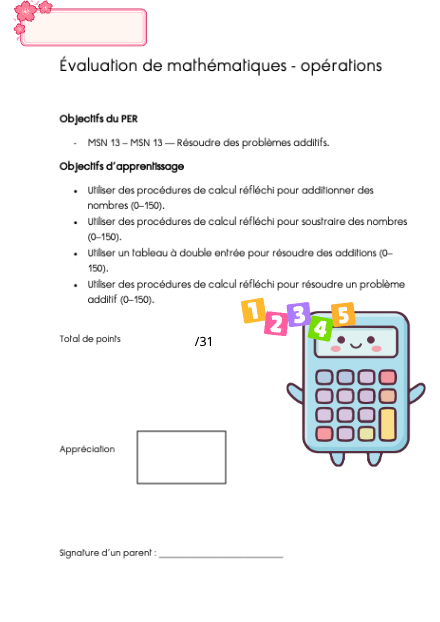 TS opérations - additions et soustractions (0-150) – mathematiques – ressource pédagogique SDMcollective