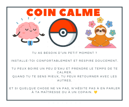 Affichage pour le coin calme – rituel – ressource pédagogique SDMcollective