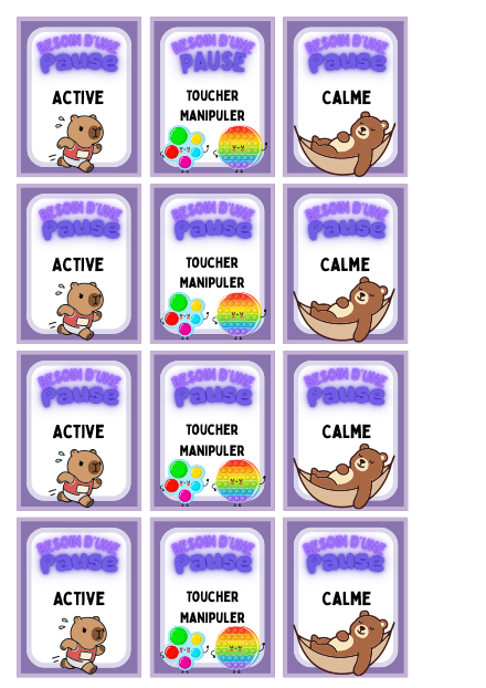 Cartes « J’ai besoin d’une pause » – enseignement-specialise – ressource pédagogique SDMcollective